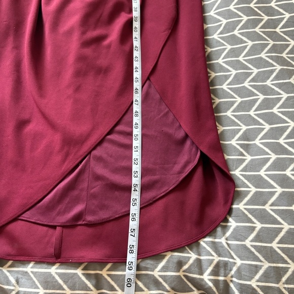 BHLDN Marceau High-Low Crepe Tulip Dress in Bordeaux Red Burgandy Size 12 - Picture 16 of 16